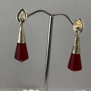 20CT Fire Garnet Tassels 925 Silver Drop Earrings